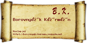 Borovnyák Kármán névjegykártya
